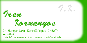 iren kormanyos business card